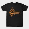 Men Black Print T-shirt Gretsch Drums Vintage No-Cut Transfer Paper Print Cotton Tshirt