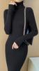 Hanmall Knit Gal Long Above the Solid High LON160 Women's Dress, Mini, Tight, Turtleneck, Sexy, Dress, Sleeves, Knee, Color, Waist, Autumn/Winter,