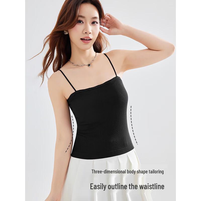 IEF Women's Lace Trim Tank Top with Built-in Bra