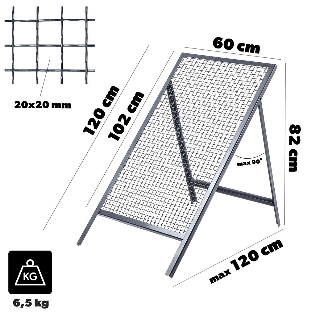 KADAX Construction Sieve for Sand, Earth, Masonry, 120x60cm, Gravel, Mesh 20mm