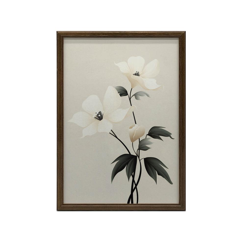 White Elegance - Minimalist Floral Poster White Elegance - Minimalist Floral Poster, 40X50 Cm, Frameless, Matte Paper 230 Gsm