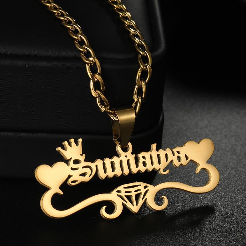 Customizable Stainless Steel Name Necklace - Women's European & American Fashion Christmas Jewelry