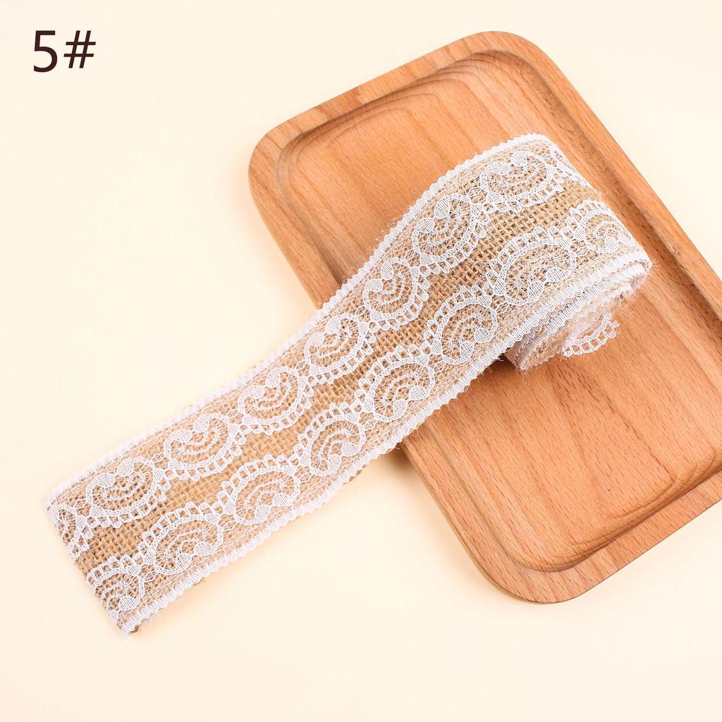 Burlap Roll with Lace Edge for DIY Christmas and Wedding Crafts, Jute Twine Ribbon