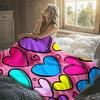 Cartoon Hearts Colorful Pink Flannel Blanket Perfect for Sofa Office Bed Travel Sleep Read Relax Camping Four Season Use
