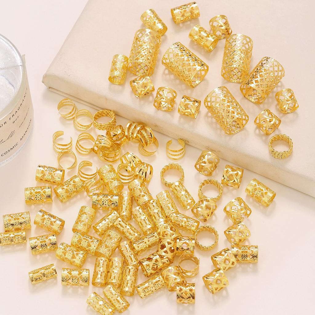 90 τεμάχια χρυσά dreadlock locs αξεσουάρ μαλλιών για πλεξούδες κοσμήματα για πλεξούδες δαχτυλίδια μαλλιών για γυναίκες και κορίτσια ρυθμιζόμενες μανσέτες