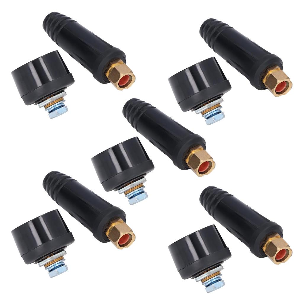 5Set Welding Cable Quick Fitting Rubber Brass European Welding Machine Connector Plug