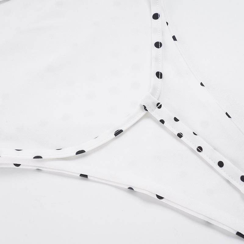 Europäischer Sexy Gepunkteter Schnürrücken-Bodysuit - Figurbetontes U-Ausschnitt-Design