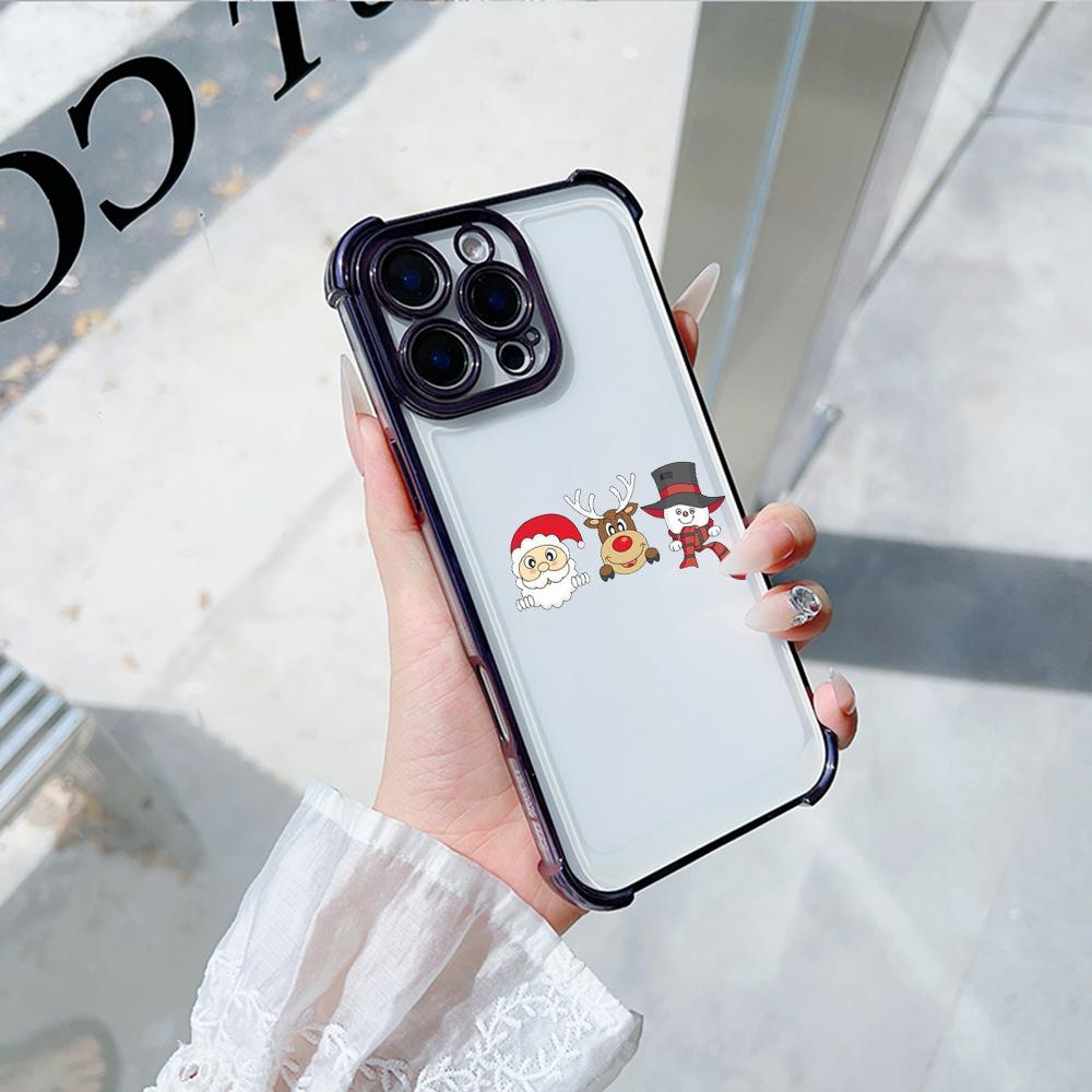 Ae120 Merry Christmas Santa Design Electroplated TPU Phone Cases for Samsung A54 A12 A14 S23 S24 Ultra A55 A15 S20 S21 FE Four Corner Protection Cover