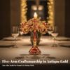Five-Arm Candelabra Elegant Zinc Alloy Candlestick with Four Feet