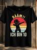 Baam Ich Bin 10 Dabbing Silhouette On Vintage Sunset Stripes Playful Tenth Birthday Theme Unisex Unisex All TShirt