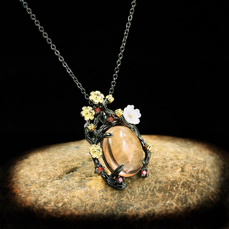 High Fashion MS Black Gold Necklace Zircon Egg Earrings Wedding Party Travel Accessories Gifts