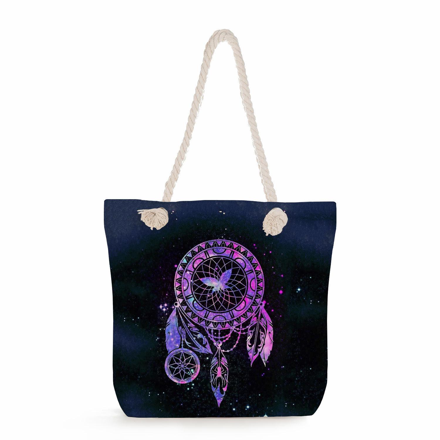 Dreamcatcher print thick rope single-shoulder beach bag 7309 KTB