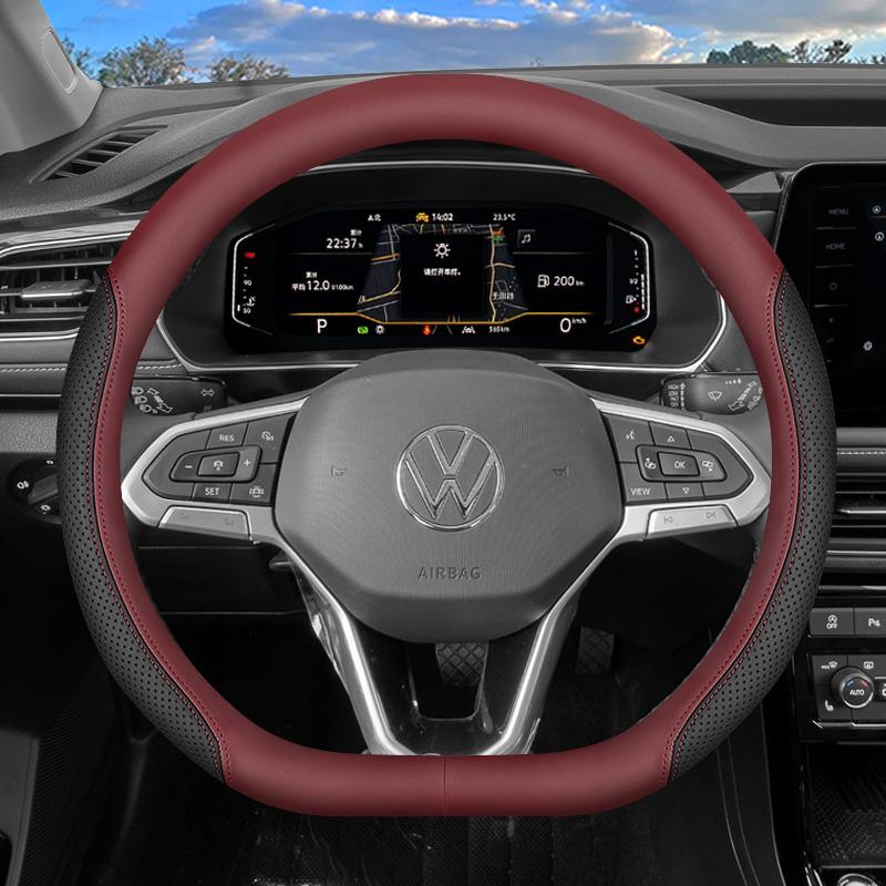 Coprivolante in Pelle per Auto per Volkswagen Tiguan T-roc T-cross Tayron Polo Id4 Caddy Atlas Crafter Virtus 2025 Accessori