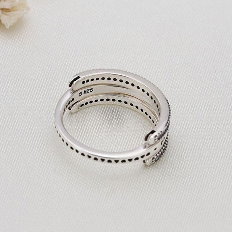 925 Sterling Silver Pan Ring New Flip Ring With Double Row Crystal Cz Ring For Women Wedding Party Gift Fashion Jewelry