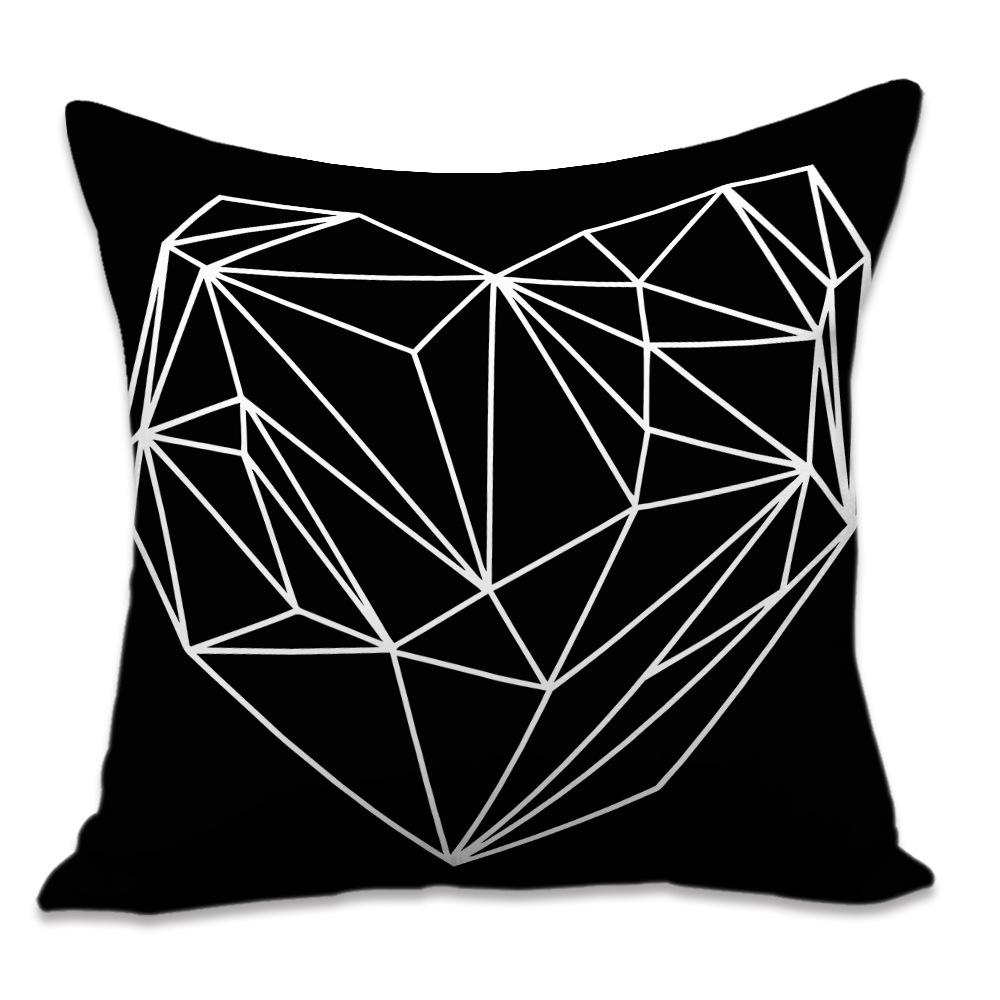 Valentine's Day Letters Black and White Cotton Linen Super Soft Peach Leather Velvet Pillowcase Sofa Home Cushion Cover