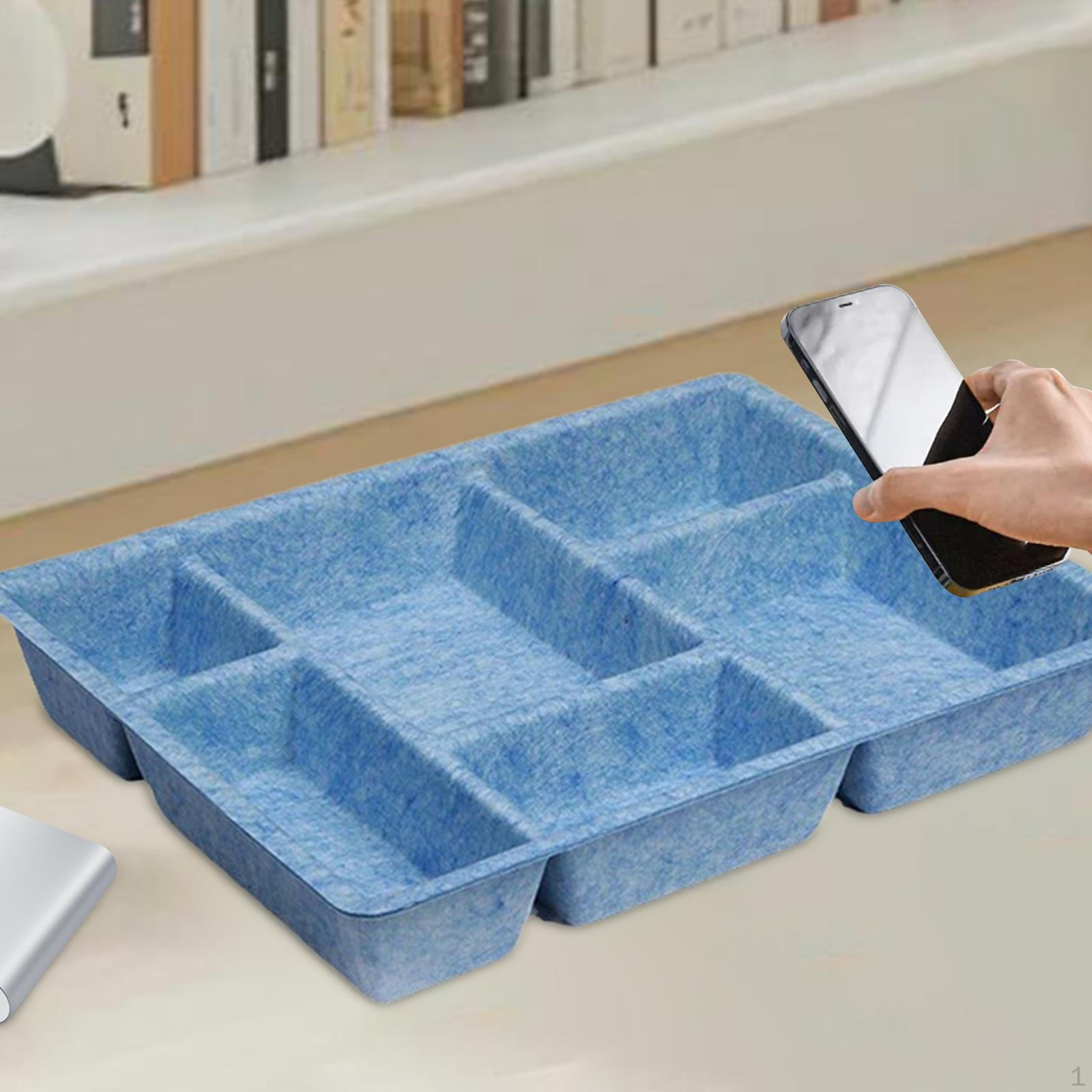 

Drawer Organizer Tray Containers Cosmetics Toys Dividers Separators for Tabletop Kitchen Home синий