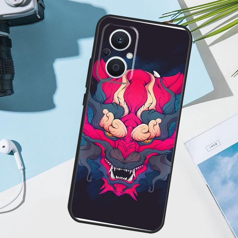 Oni Hannya Demon Mask Case For OPPO Reno 13 13F 12 11 F 8T 7 8 10 Pro OPPO Find X8 X6 Pro X3 X5 Lite Cover Funda
