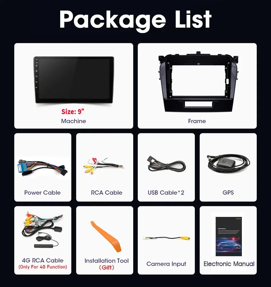 Android Bluetooth Wireless CarPlay For Suzuki Vitara 2014-2018 Car Radio Multimedia Navigation Touch Screen Stereo Head Unit