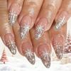 Christmas Manicure Simple Glitter Powder Gradual Change Snowflake Stars Long Almonds Wear Nail Pads
