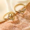 Stainless Steel Ring Heart Hollow Ceramic Inlaid Diamond Couple Ring Korean Version Light Luxury Titanium Steel Jewelry