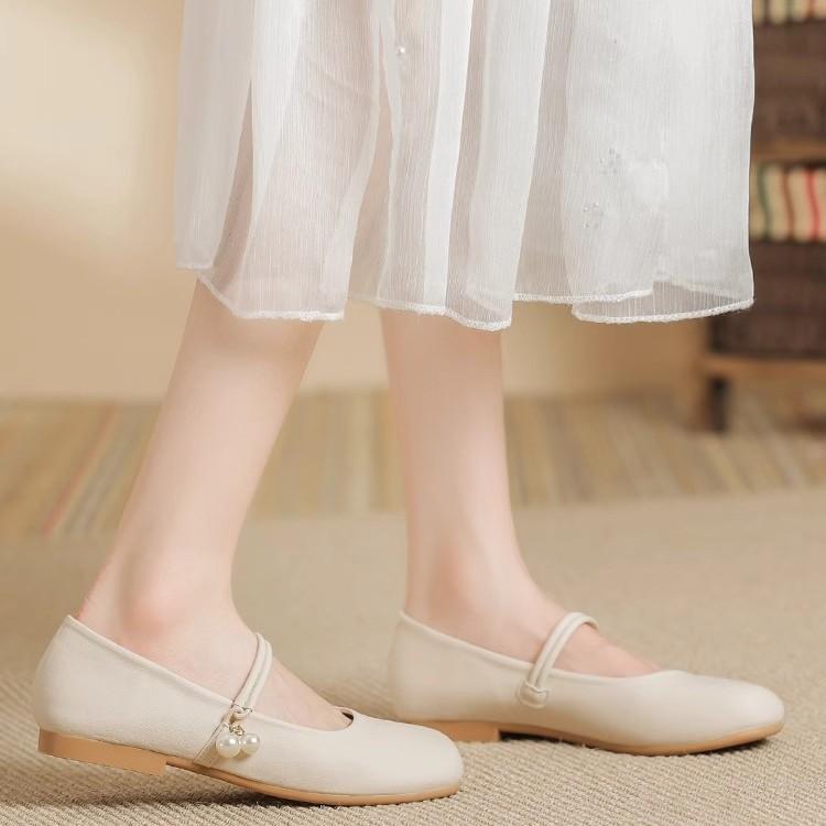 Superweich~ weiches Leder Französische Mary Jane Schuhe Damen 2025 neue Sommer- und Herbst flache Einzel Schuhe flachsohlige kleine Lederschuhe mit Rock