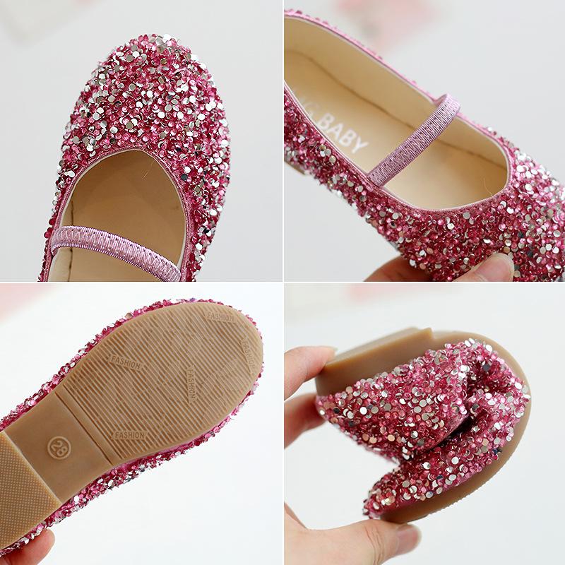 2025 Spring Girls' Sequined Leather Princess Shoes: Candy Colors, Korean Style, Soft Sole, Breathable.