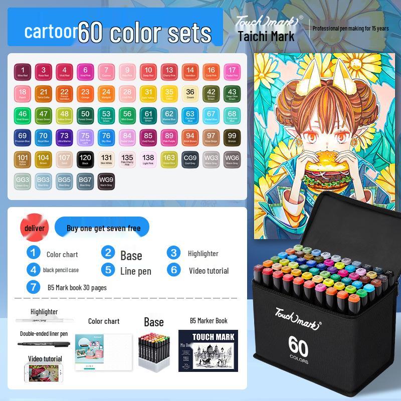 Dual-Tip Art Marker Set - 120 Colors, Hard Tip, Oil-Based for Students