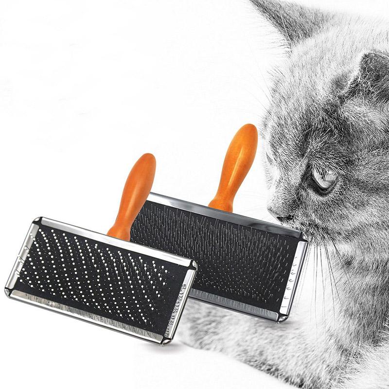 Dog Comb Solid Wood Brush Pet Hair Remover Dog Grooming Brush Cat Hair Knot Combs Comfortable Handle Dogs Comb Pet Accessories