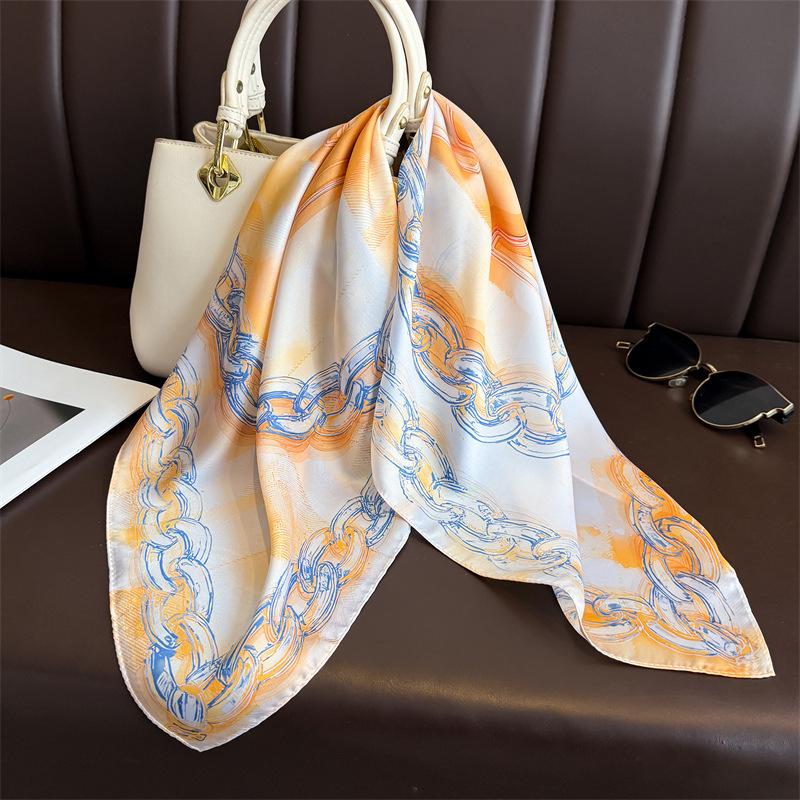 New Modern Polka Dot Printed Silk Scarf Square Scarf High-end Shawl Sunscreen Neck Small Square Scarf Headscarf Women's Scarf