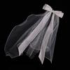 Ribbon Bowknot Long Tulle Marriage Bridal Veil with Fix Hair Clip for Marriage Wedding Celebration Party Accessories