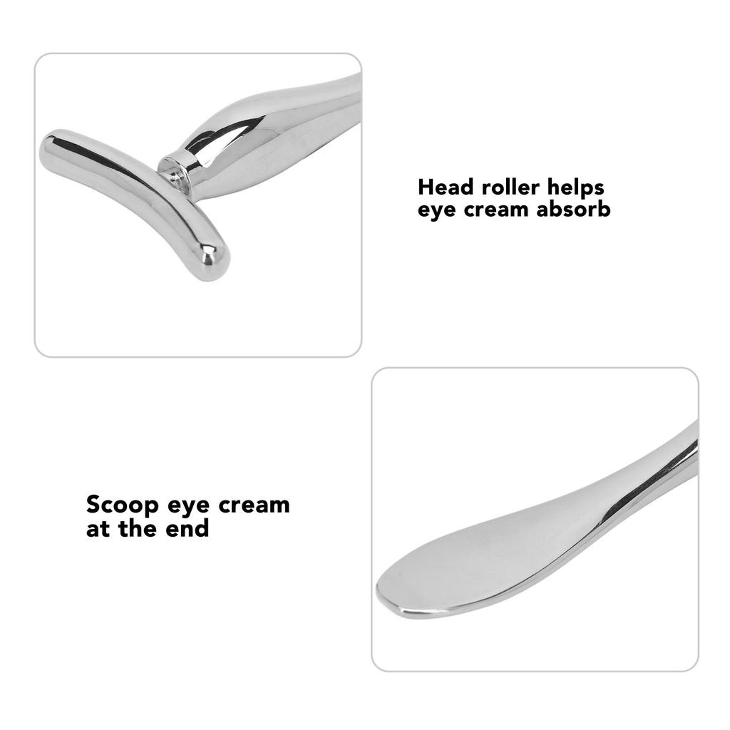 Eye Cream Scoop Stick T Shape Zinc Alloy Tightening Mini Spoon Spatula for Reducing Wrinkle Silver