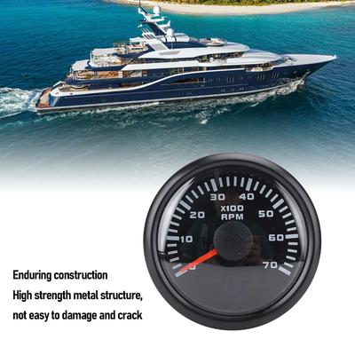 7 Color Backlight DC 9-32V RPM Gauge 52mm 7000RPM Tachometer with Hourmeter for Truck Tractor Car RV Boat