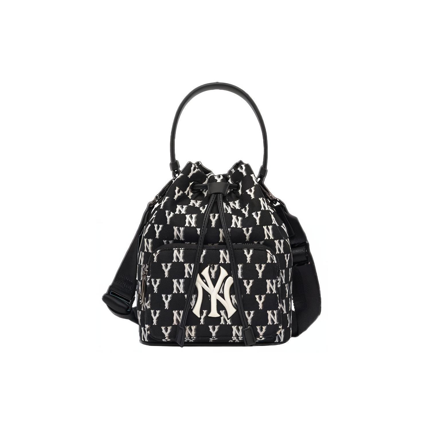 

MLB Monogram Series Vintage Floral Print Letter Logo NY Yankees Polyester Bucket Bag Unisex Bags Black 3ABMS012N-50BKS One Size