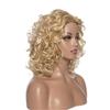 Ladies Synthetic Short Ombre Fluffy Blonde Gold Wigs Side Part for Women Daily Use High Temperature Fiber Curly Wigs
