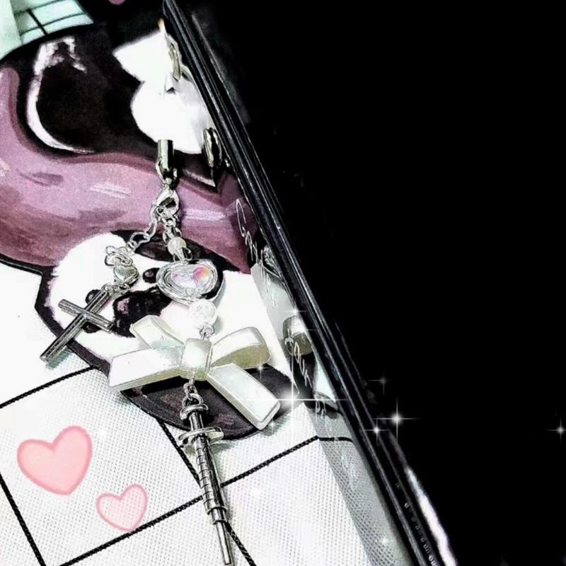 Syringe Heart Cross Hanging Pendant Sweet Phone Strap Bag Decoration Portable Hanging Lanyard Gift for Girls Women