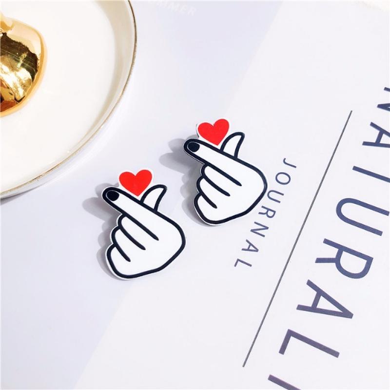 

Милые висячие серьги-капли для пирсинга, серьги с полыми длинными кисточками в форме сердца и жестом руки любви красный