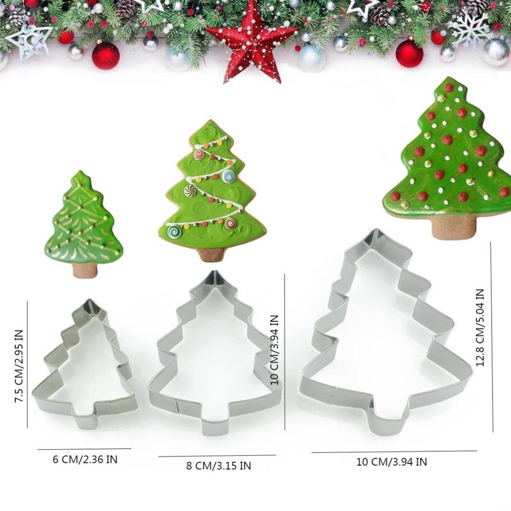 3pcs Christmas Stainless Steel Christmas Pastry Tree Mold for DIY Cake Chocolate Mold Kitchen Baking Tools Baking Pastry Dessert