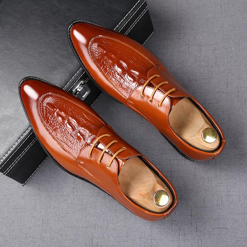 Fashion Luxury Fashion Men Crocodile Pattern Casual Leather Shoes Male Lace Up Flats Homecoming Wedding Dress Prom Zapatillas Hombre