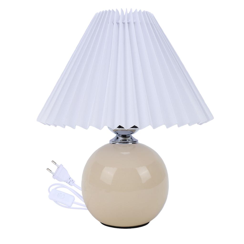 Pleated Table Lamp Ceramic LED Nordic Modern Nightstand Lamp for Bedside Living Room Bar Decor