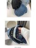 Women's Retro Washed Denim Newsboy Cap - Korean Style, Large Fit, Face-Slimming Beret