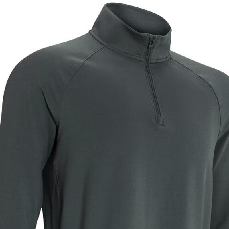 Under Armour Solid Color Print Half-Zip Outdoor Training Sports Stand Collar Long Sleeve Raglan T-Shirt Men Tops Grey 1378991-012