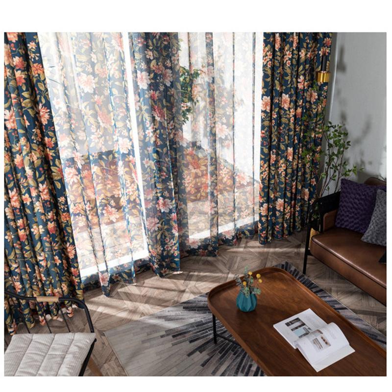 Vintage Garden Bumbac grosier Imprimat Floral Semi-oscurare Dormitor Studiu Camera de zi Perdele Perdele de fereastră Decor