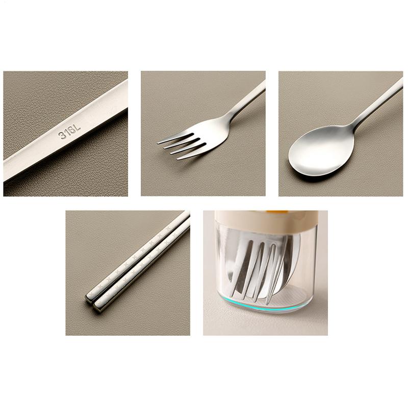 Stainless Spoons Forks Chopsticks Flatware Portable Travel Flatware Spoon Fork With Case For School Work Lunch