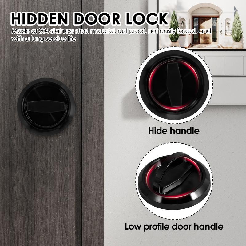 New Recessed Door Lock 304 Stainless Steel Hidden Recessed Cup Door Handle Keyless Recessed Door Pull for Bathroom Bedroom