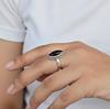 Handcrafted Marquise Cut Black Onyx Ring, 925 Sterling Silver, Minimalist Statement Ring for Women