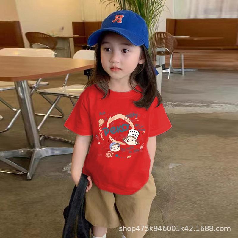 Kids Cotton Short Sleeve T Shirt Summer Thin Casual Round Neck Top Unisex Half Sleeve Tee
