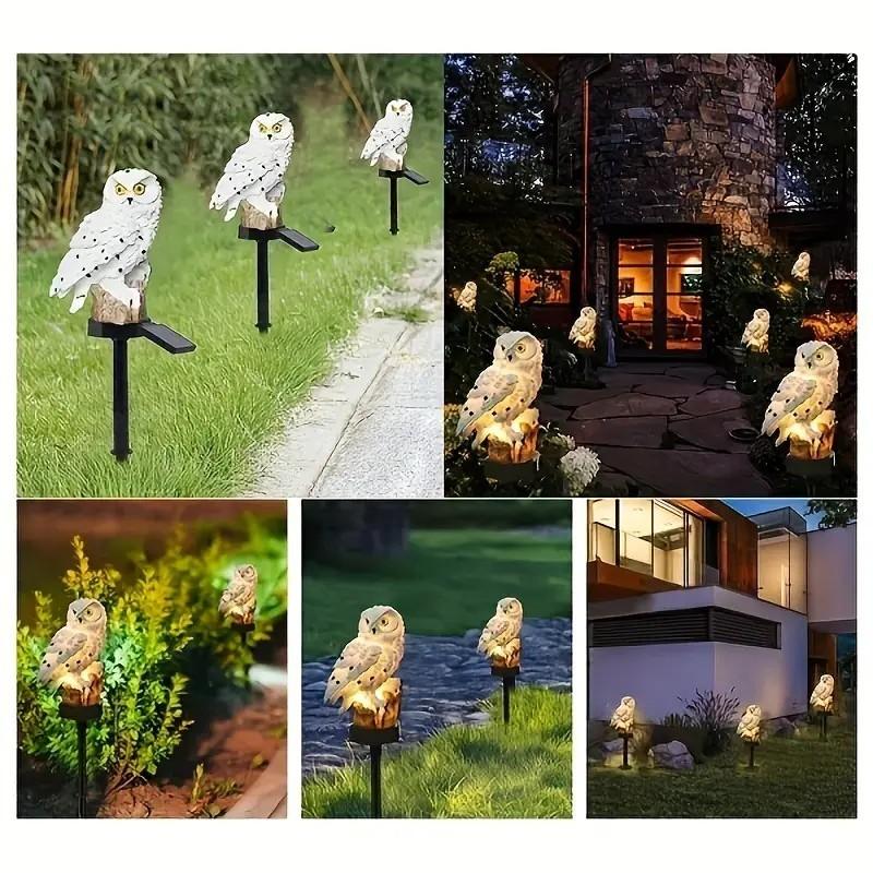 1PC Solar LED Owl Garden Stake Lights Realistic Outdoor Landscape Lighting Glow for Parks Pathways Ambient Spooky Stake Light