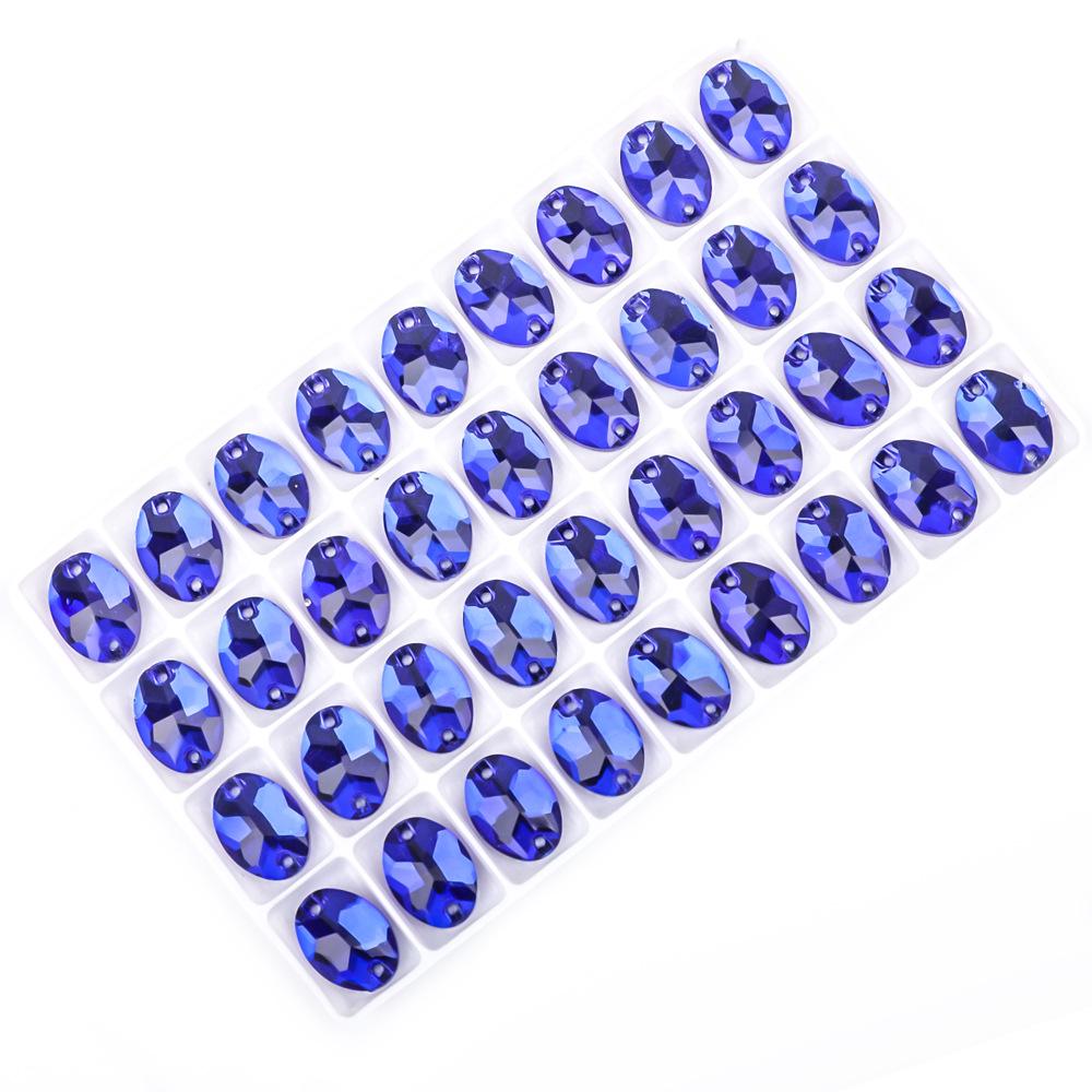 

Мягкий овальный стеклянный страз цвета AB с двумя отверстиями, пришивные украшения для одежды и DIY-крафт-проектов. 10x14mm, 36 pieces/bag