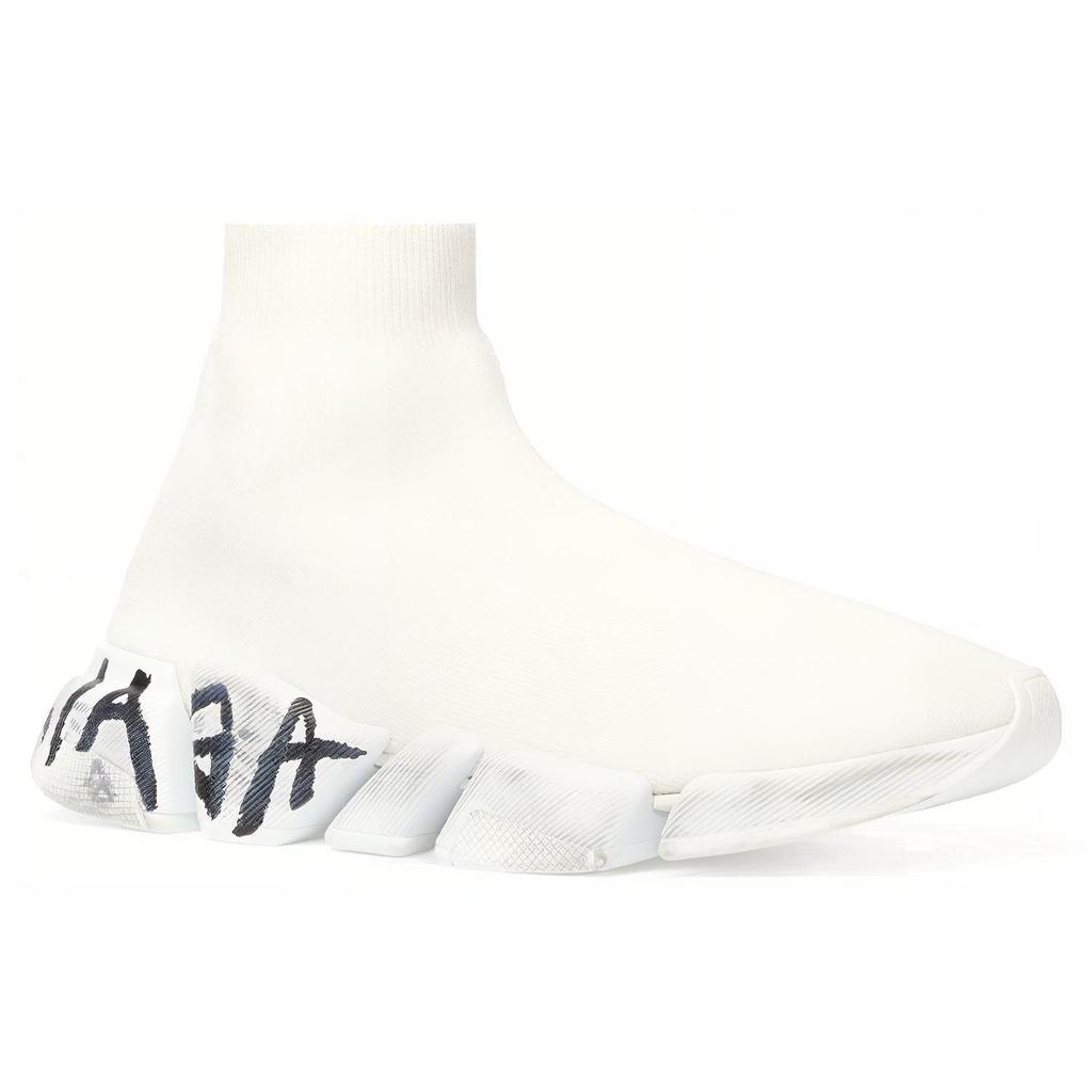 Balenciaga Speed 2.0 Graffiti Recycled Knit White Women's 617196W2DD42091
