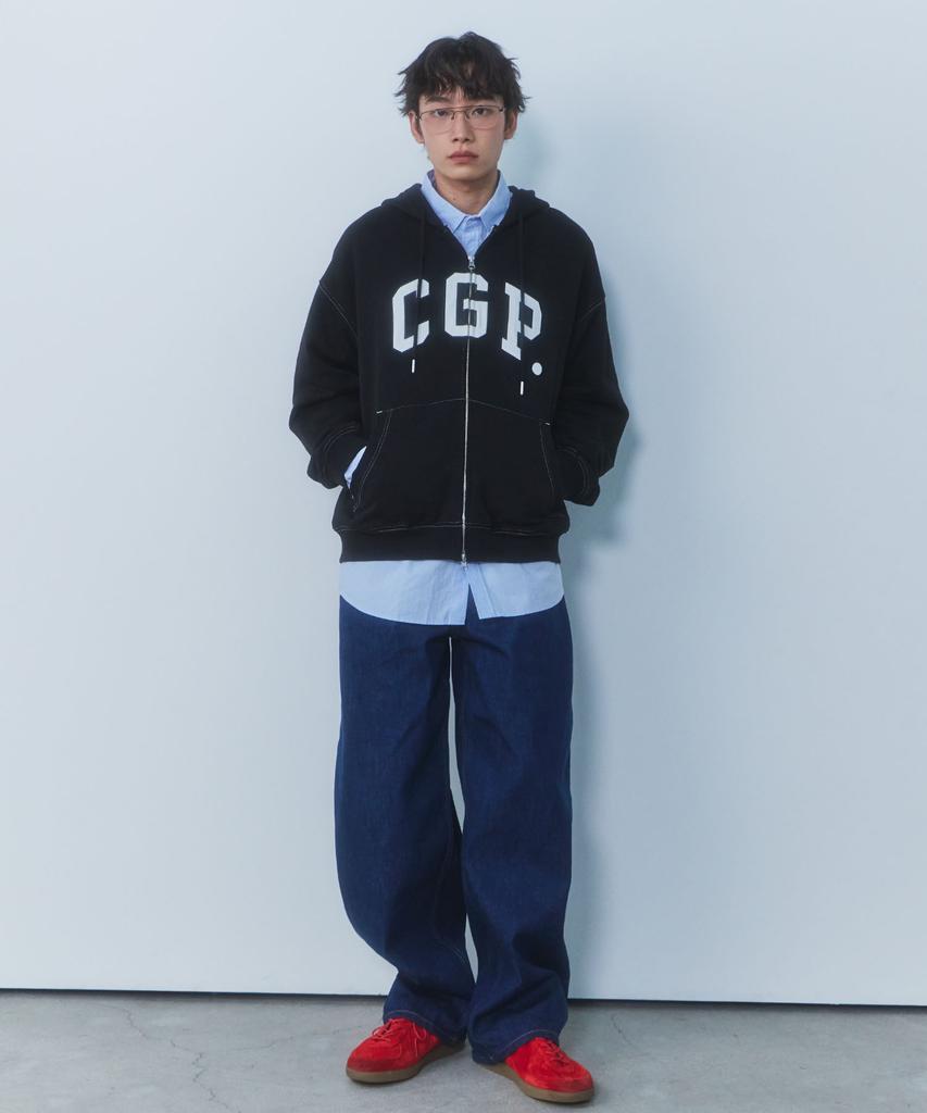 Cgp Arch Logo Zip-Up Hoodie - Black
